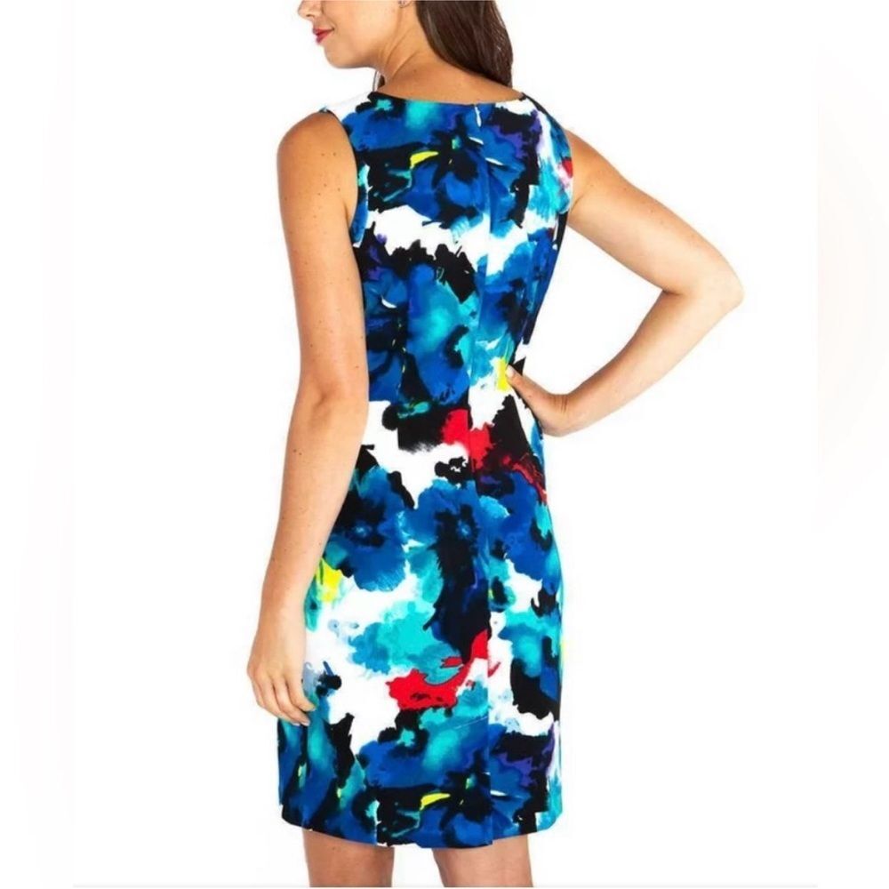 Mario Serrani Italy Watercolor Floral Sheath Dress Size 2 Sleeveless - Picture 2 of 6